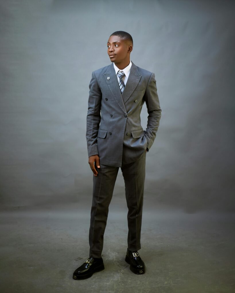 man wearing mid grey suit