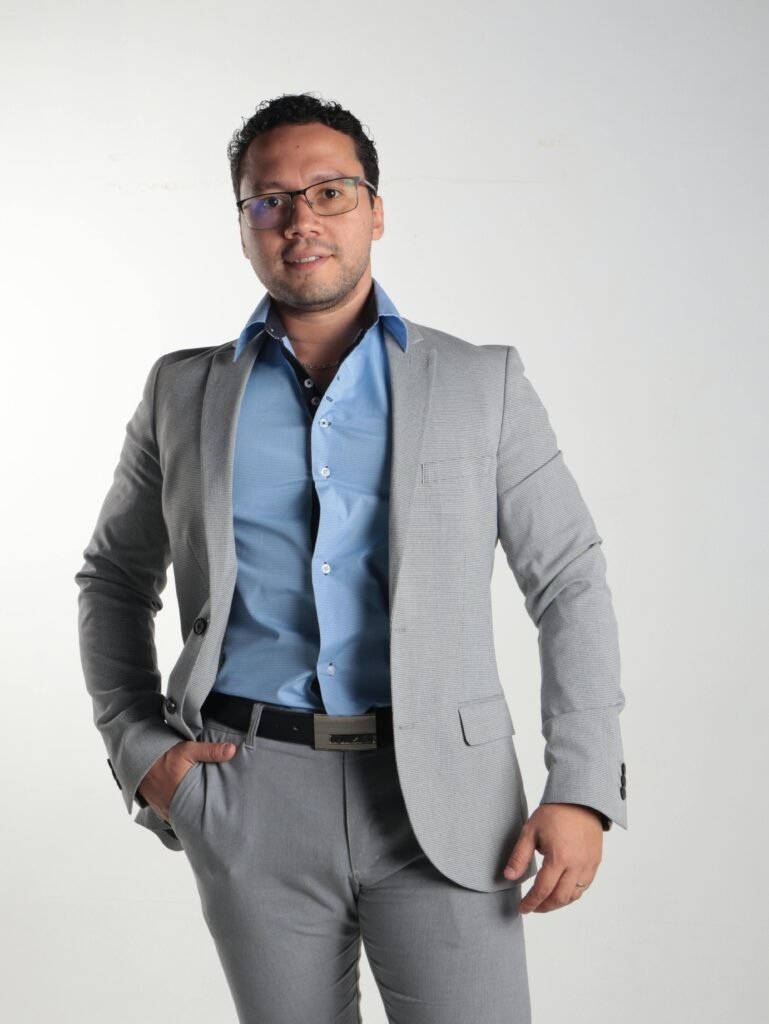 man wearing light blue suit