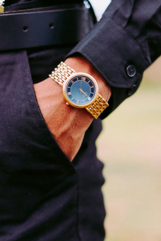 A man's wrist wearing a watch