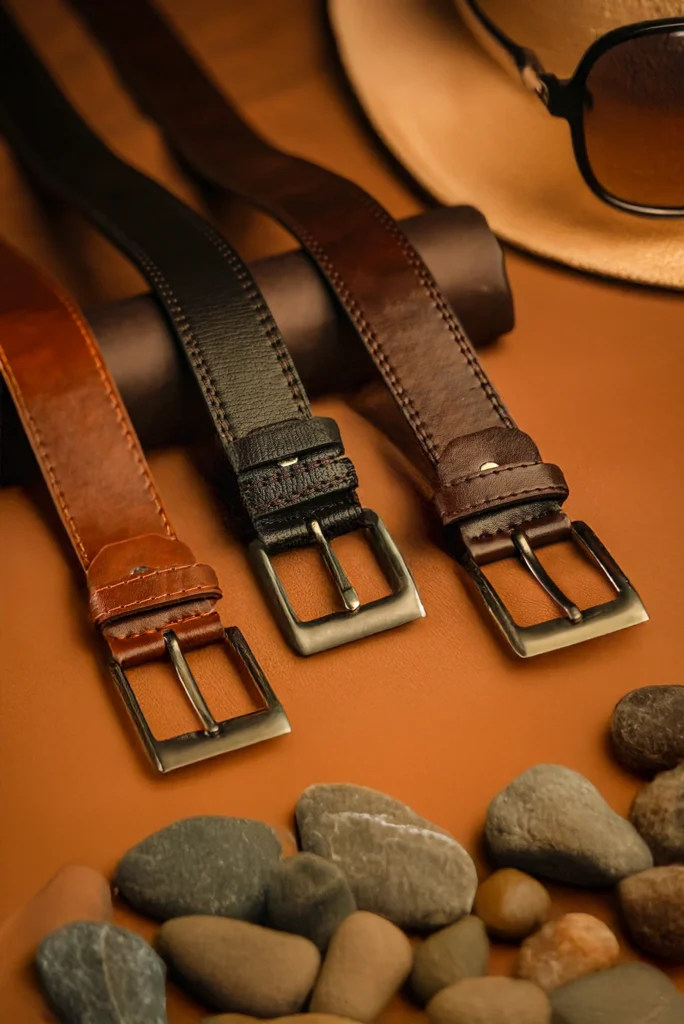 Three different color men's belt